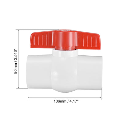 Harfington Uxcell PVC Ball Valve for Water Supply Pipe, Slip Connection 2Pcs