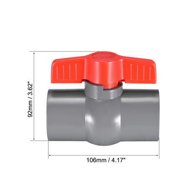 Harfington Uxcell PVC Ball Valve  Supply Pipe Knob   Threaded Ends 1" Inner Hole Diameter Red White 2Pcs