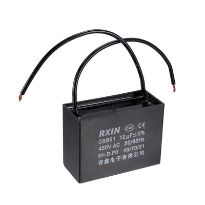 uxcell Uxcell CBB61 Run Capacitor 450V AC 12uF 2-wire Metallized Polypropylene Film Capacitors for Ceiling Fan