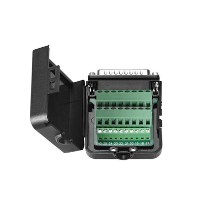 Harfington Uxcell D-sub DB25 Breakout Board Connector with Case 25 Pin 2-row Male Port Solderless Terminal Block Adapter with Positioning Nuts