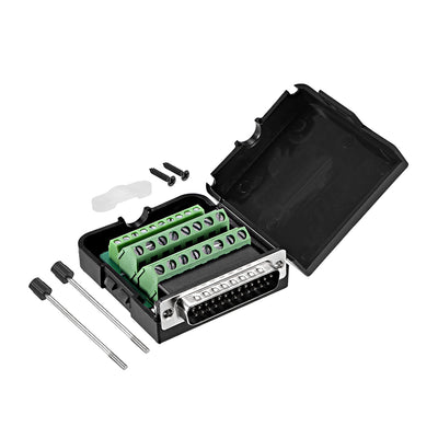 Harfington Uxcell D-sub DB25 Breakout Board Connector with Case 25 Pin 2-row Male Port Solderless Terminal Block Adapter with Thumb Screws