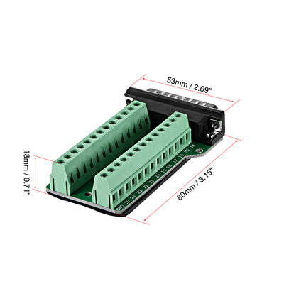 Harfington Uxcell D-sub DB25 Breakout Board Connector 25 Pin 2-row Male Port Solderless Terminal Block Adapter with Thumb Screws