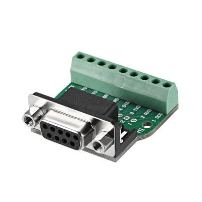 Harfington Uxcell D-sub DB9 Breakout Board Connector 9 Pin 2 Row Female RS232 Serial Port Solderless Terminal Block Adapter with Positioning Nuts