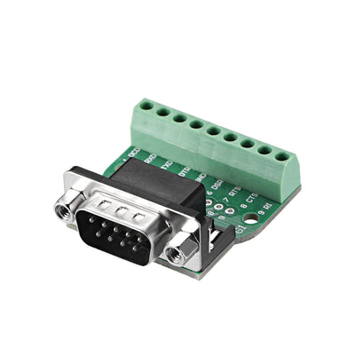 Harfington Uxcell D-sub DB9 Breakout Board Connector 9 Pin 2 Row Male RS232 Serial Port Solderless Terminal Block Adapter with Positioning Nuts