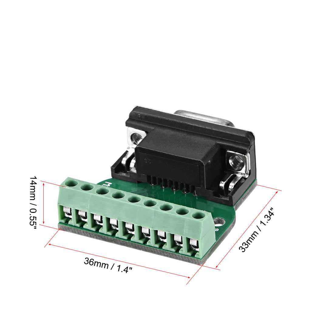uxcell Uxcell D-sub DB9 Breakout Board Connector 9 Pin 2 Row Female RS232 Serial Port Solderless Terminal Block Adapter