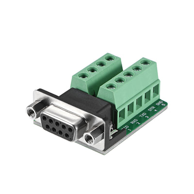 Harfington Uxcell D-sub DB9 Breakout Board Connector 9 Pin 2-row Female Port Solderless Terminal Block Adapter with Positioning Nuts