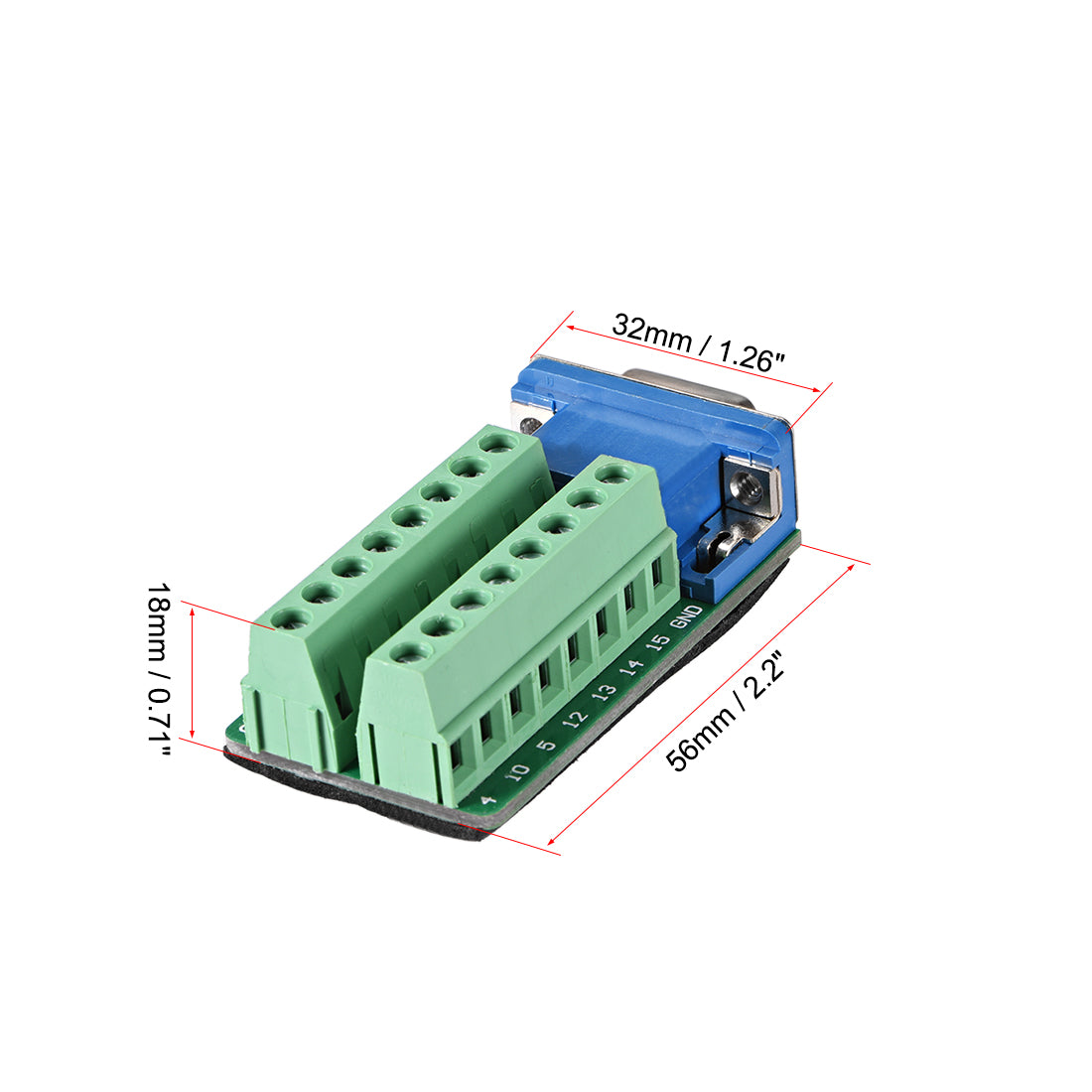 uxcell Uxcell D-sub DB15 Breakout Board Connector 15 Pin 3-row Female Port Solderless Terminal Block Adapter