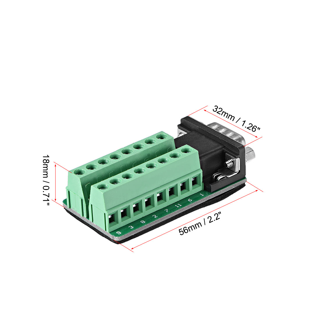 uxcell Uxcell D-sub DB15 Breakout Board Connector 15 Pin 3-row Male Port Solderless Terminal Block Adapter with Positioning Nuts
