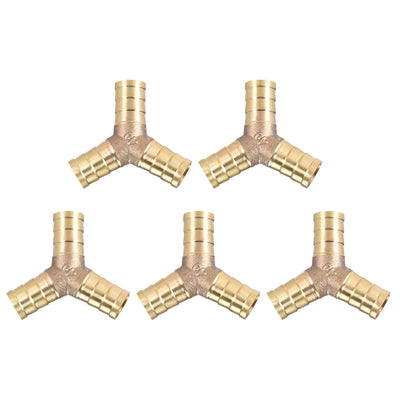 Harfington Uxcell 12mm or 1/2" ID Brass Barb Splicer Fitting,Y-Shaped 3Way,Barb Hose Fitting,2pcs