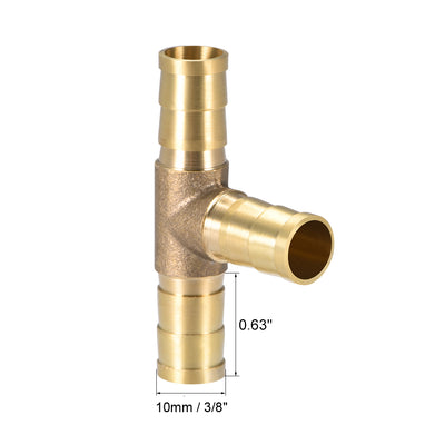Harfington Uxcell 16mm or 5/8" ID Brass Barb Splicer Fitting,T-Shaped 3Way,Barb Hose Fitting