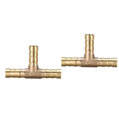Harfington Uxcell 16mm or 5/8" ID Brass Barb Splicer Fitting,T-Shaped 3Way,Barb Hose Fitting