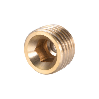 Harfington Uxcell Brass Pipe Fitting, Hex Counter Sunk Plug, Connector Coupling , 1/4 Inch G Male Pipe Adapter 10pcs