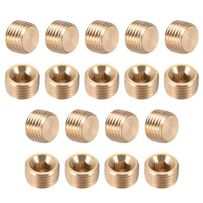 Harfington Uxcell Brass Pipe Fitting, Hex Counter Sunk Plug, Connector Coupling , 1/4 Inch G Male Pipe Adapter 10pcs