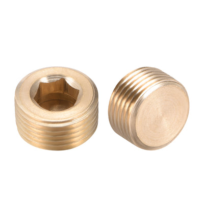 uxcell Uxcell Brass Pipe Fitting, Hex Counter Sunk Plug, Connector Coupling , 3/8 Inch G Male Pipe Adapter 2pcs