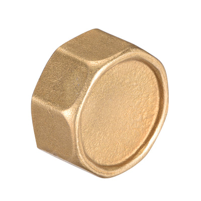 Harfington Uxcell Brass Cap, Hex Pipe Fitting 1/2"G Female Pipe Connector