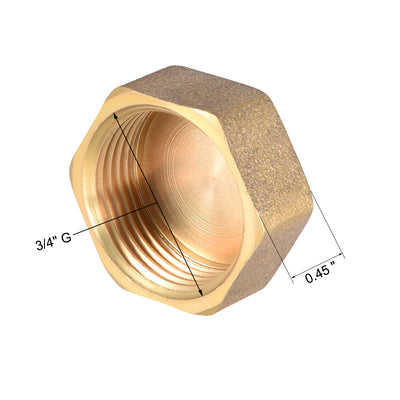 Harfington Uxcell Pipe Fitting Cap, Brass Hex Female Thread Hose Connector, for Garden and Outdoor Water Pipes Nozzle Joints 4Pcs