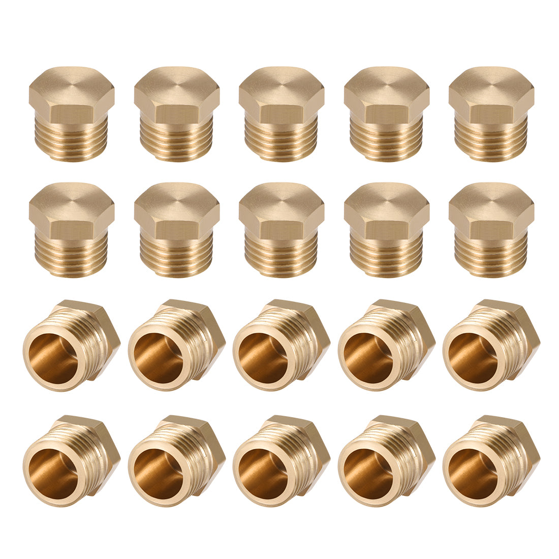 Uxcell Uxcell Brass Pipe Fitting, Cored Hex Head Plug 1/8"G Male Thread Connector Coupling Adapter 4pcs