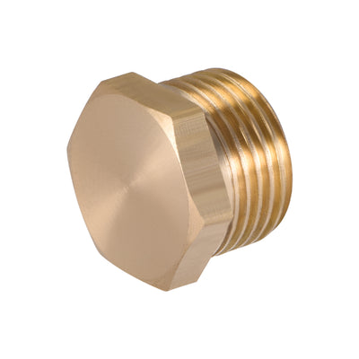 Harfington Uxcell Brass Pipe Fitting, Cored Hex Head Plug 1/8"G Male Thread Connector Coupling Adapter 4pcs