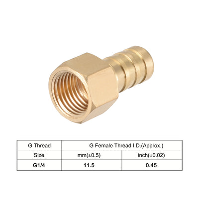 Harfington Uxcell Brass Barb Hose Fitting Connector Adapter 10mm Barbed x G1/4 Female Pipe 2pcs