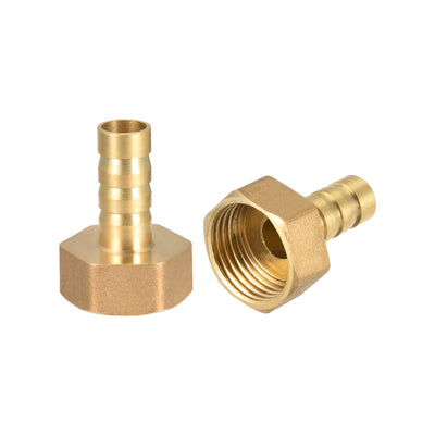 Harfington Uxcell Brass Barb Hose Fitting Connector Adapter 10mm Barbed x G1/2 Female Pipe 2pcs