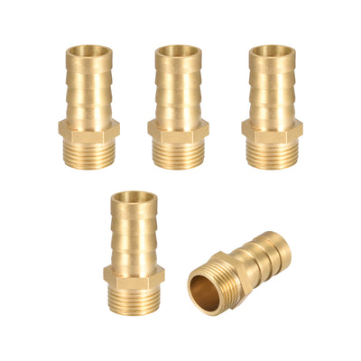 Harfington Uxcell Brass Hose Barb Fitting,Connector,14mm Barb x G3/8 Male Pipe Adapter,5Pcs