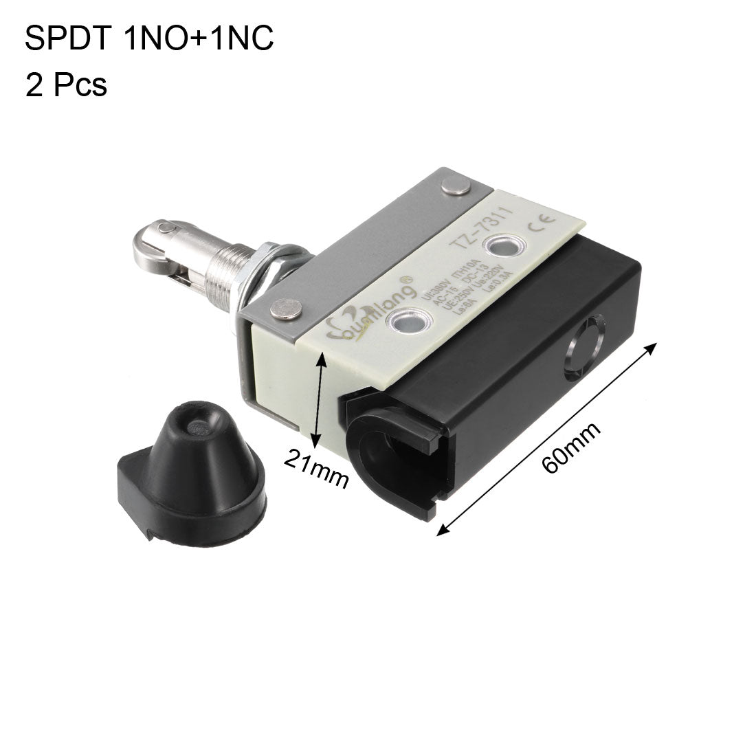 uxcell Uxcell 2PCS TZ-7311 SPDT 1NO+1NC Panel Mount Roller Plunger Type Momentary Micro Limit Switches