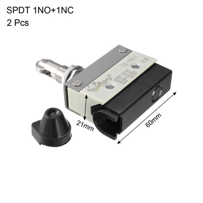 Harfington Uxcell 2PCS TZ-7311 SPDT 1NO+1NC Panel Mount Roller Plunger Type Momentary Micro Limit Switches