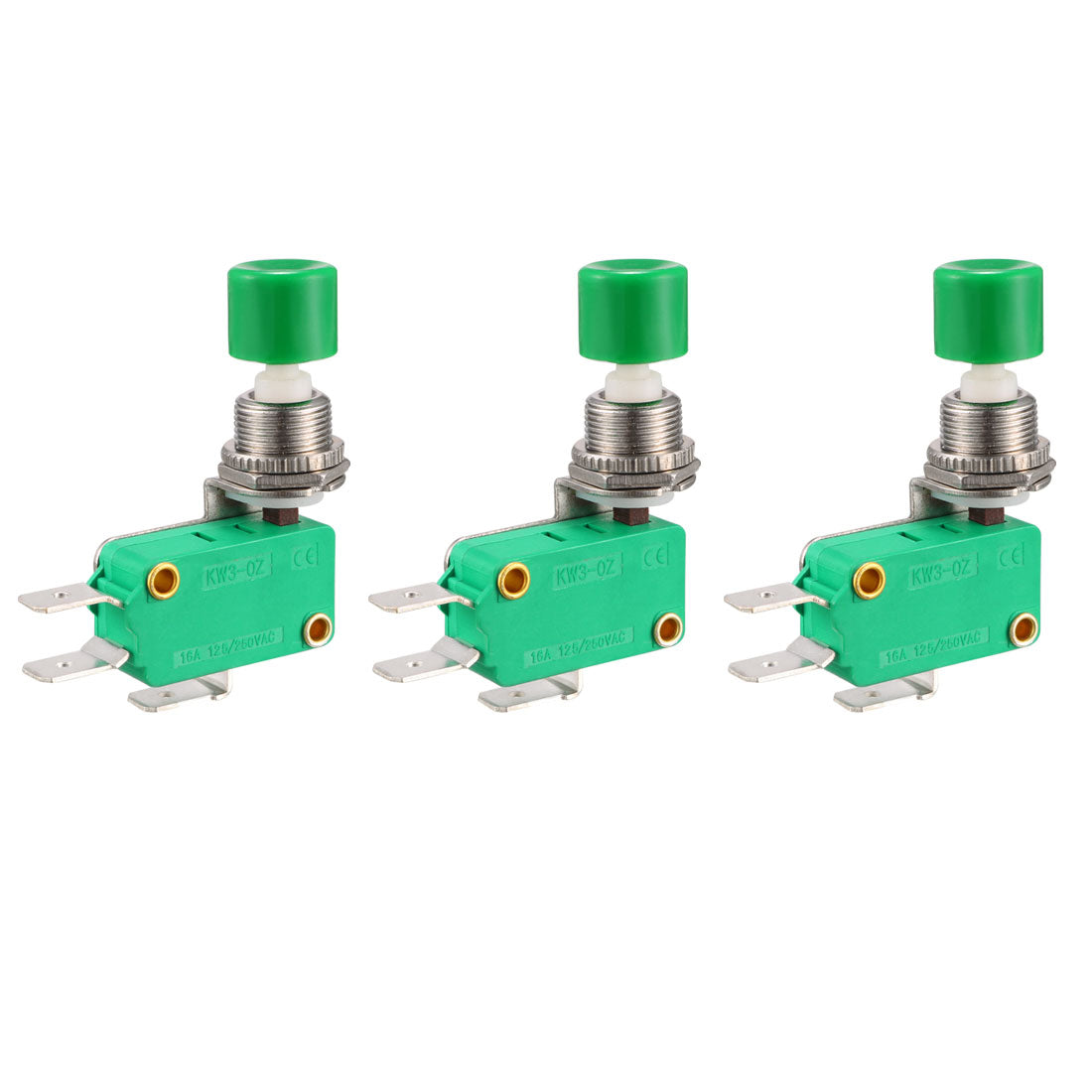 uxcell Uxcell 3PCS 16A 125/250VAC SPDT NO NC 3-Terminals Push Button Type Micro Action Switches