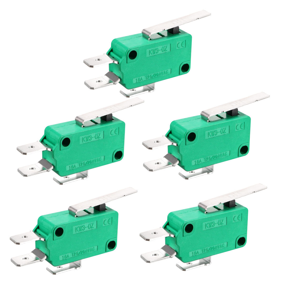 uxcell Uxcell 5PCS KW3-OZ 16A 125/250VAC SPDT NO NC Hinge Lever Type Micro Limit Switches