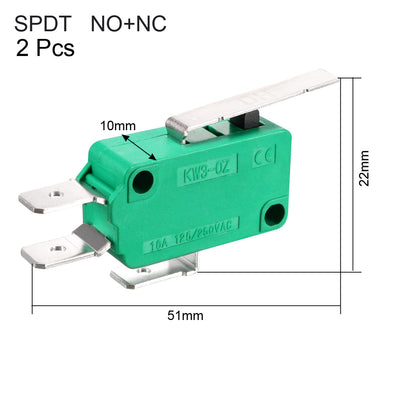 Harfington Uxcell 2PCS KW3-OZ 16A 125/250VAC SPDT NO NC Hinge Lever Type Micro Limit Switches