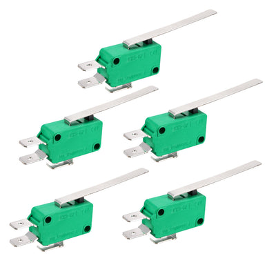 Harfington Uxcell 5PCS KW3-OZ 16A 125/250VAC Long Straight Hinge Lever Type SPDT NO NC Micro Limit Switches
