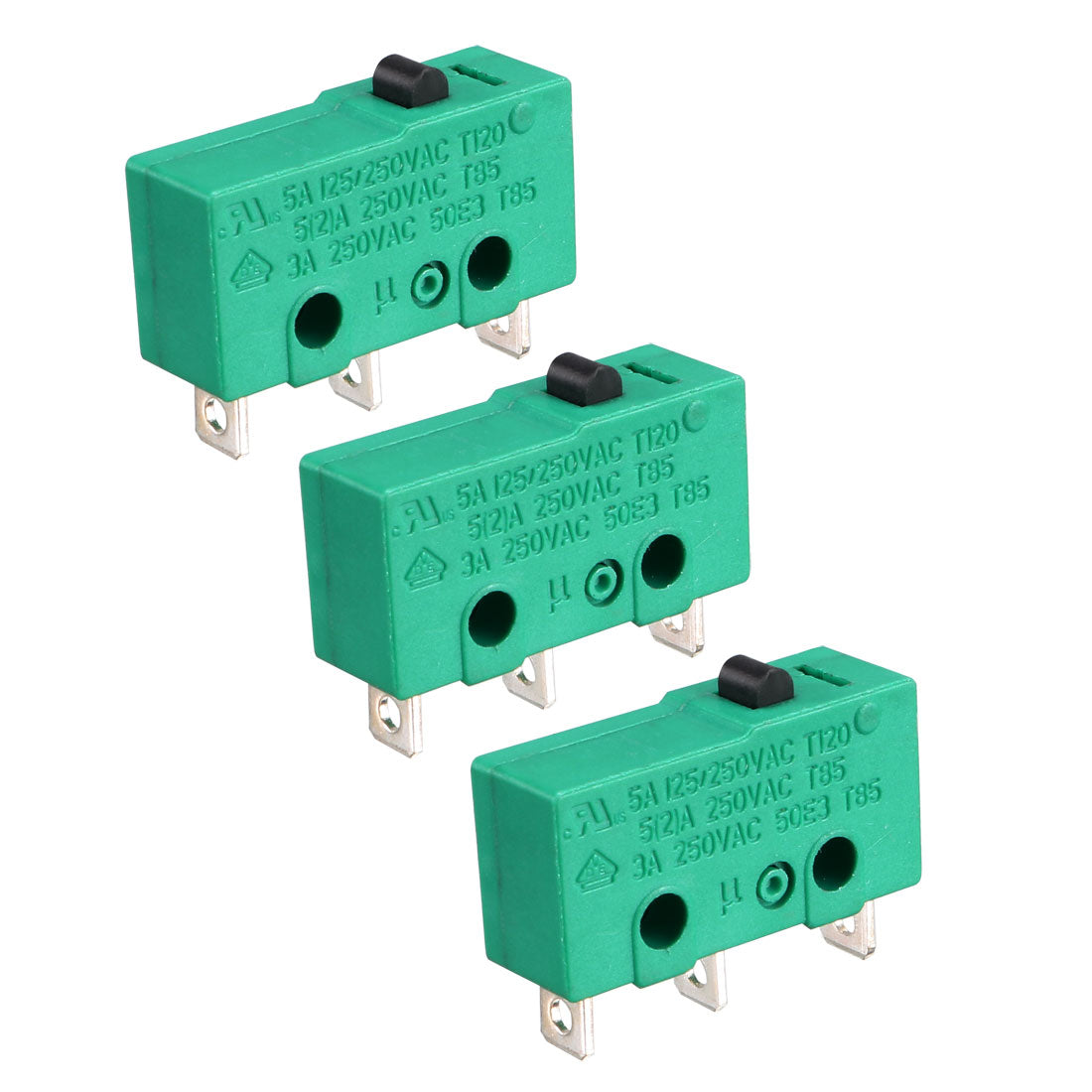 uxcell Uxcell 3PCS KW4-3Z-3 Micro Limit Switch SPDT NO NC 3 Terminals Momentary Push Button Actuator Green