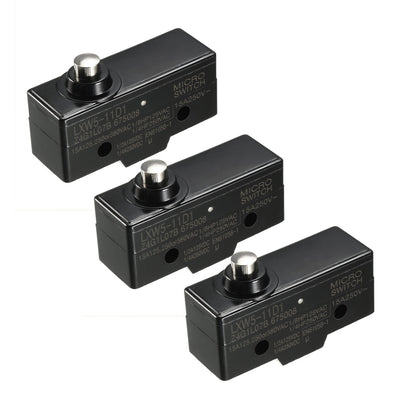 Harfington Uxcell 3PCS LXW5-11D1 1NO + 1NC Short Reed Snap Button Lever Type Micro Limit Switches