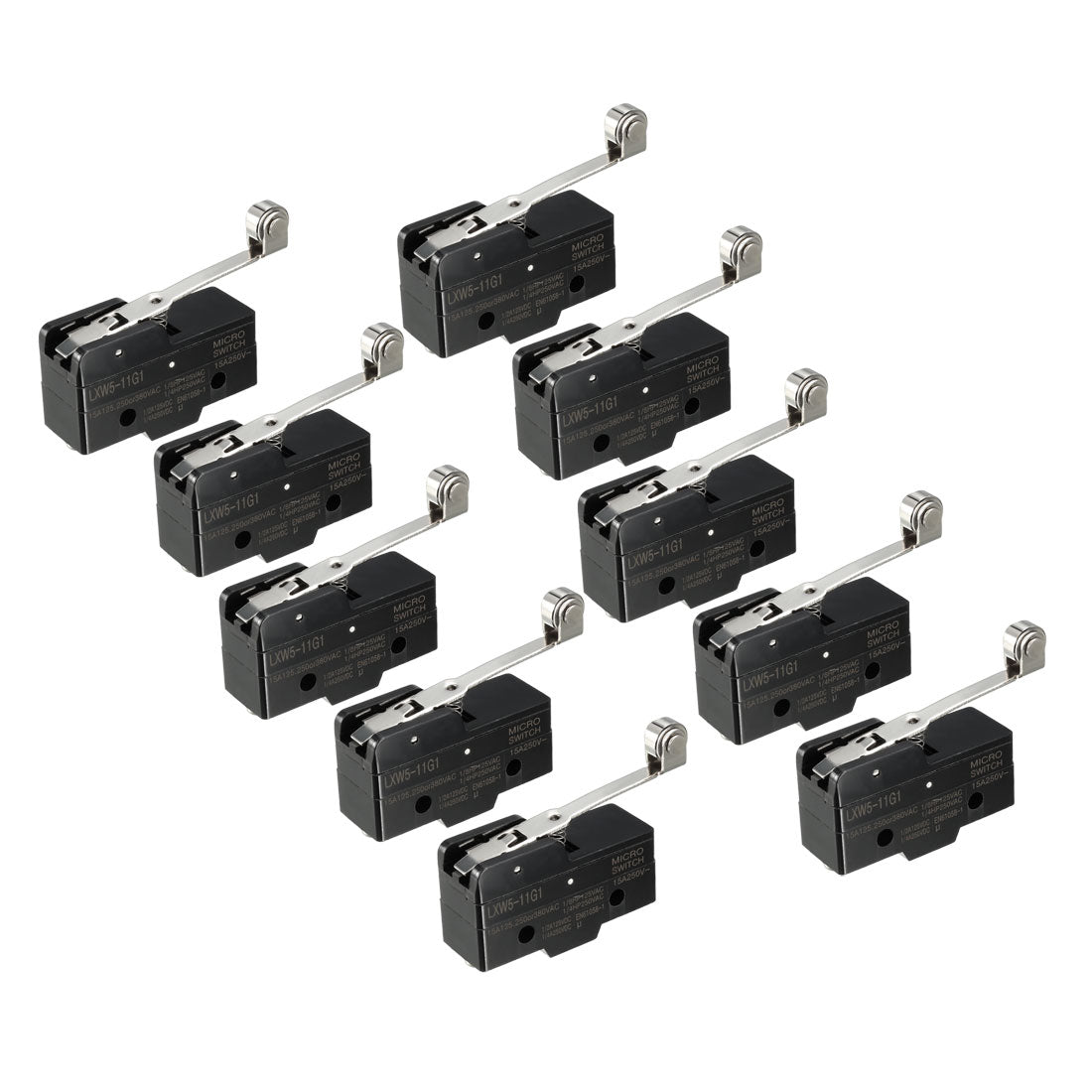 uxcell Uxcell 10PCS LXW5-11G1 1NO + 1NC Long Hinge Roller Lever Miniature Micro Switches