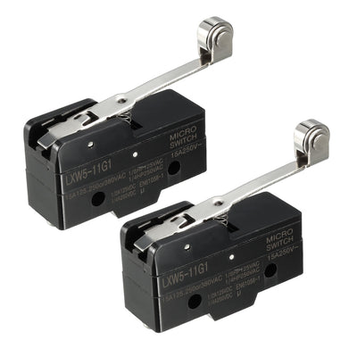 Harfington Uxcell 2PCS LXW5-11G1 1NO + 1NC Long Hinge Roller Lever Miniature Micro Switches