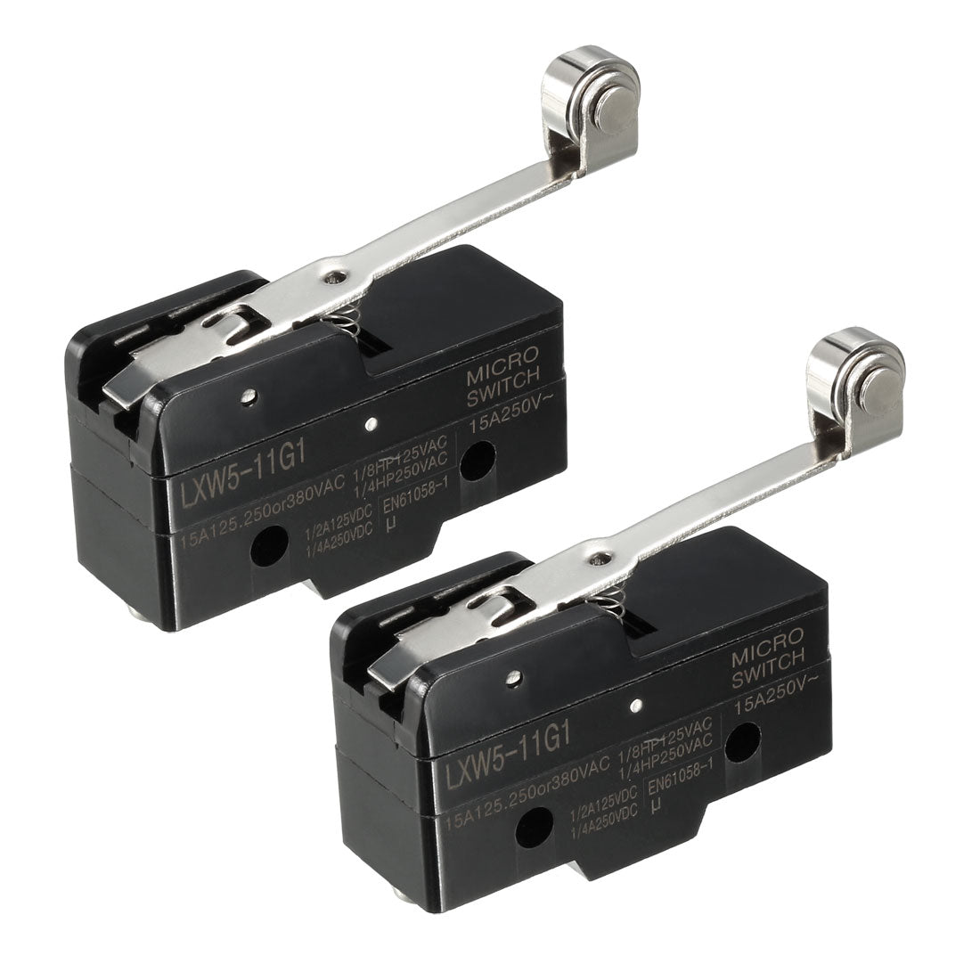 uxcell Uxcell 2PCS LXW5-11G1 1NO + 1NC Long Hinge Roller Lever Miniature Micro Switches