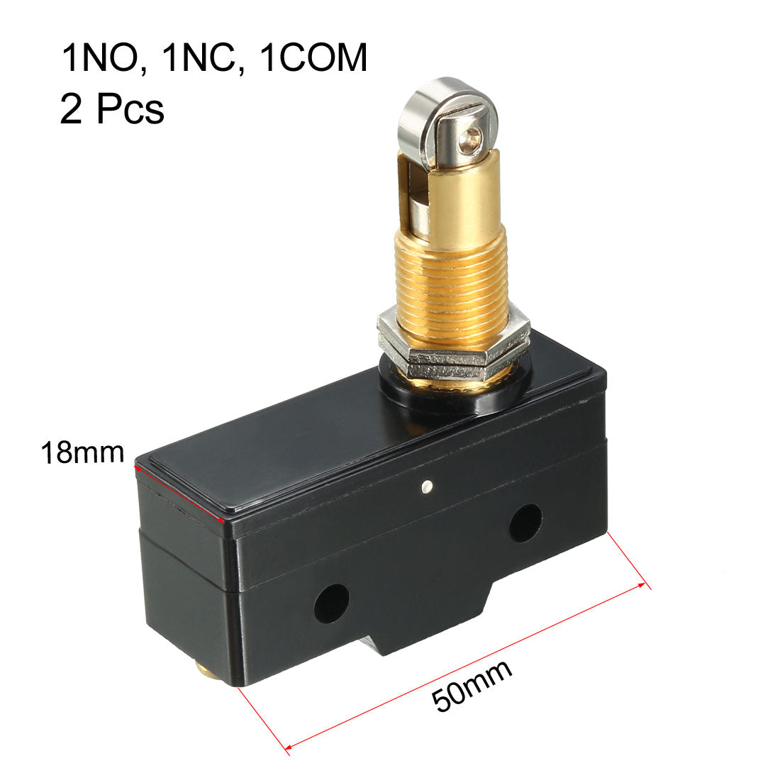 uxcell Uxcell 2PCS LXW5-11Q1 1NO + 1NC Panel Mount Roller Plunger Micro Limit Switches