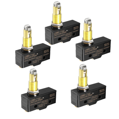Harfington Uxcell 5PCS LXW5-11Q2 1NO + 1NC Panel Mount Roller Plunger Miniature Micro Switches