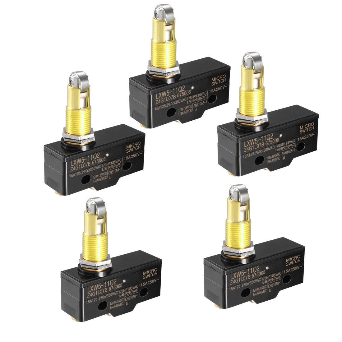 uxcell Uxcell 5PCS LXW5-11Q2 1NO + 1NC Panel Mount Roller Plunger Miniature Micro Switches