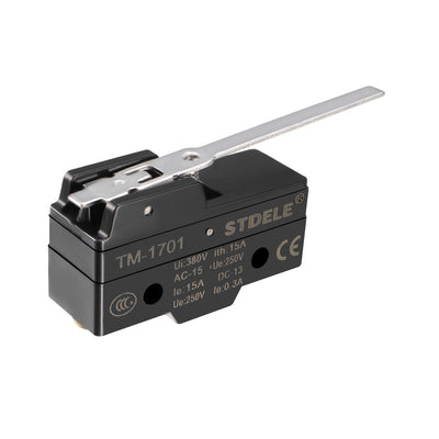 Harfington Uxcell TM-1701 SPDT 1NO+1NC Long Hinge Lever Type  Micro Limit Switch Screw Terminals