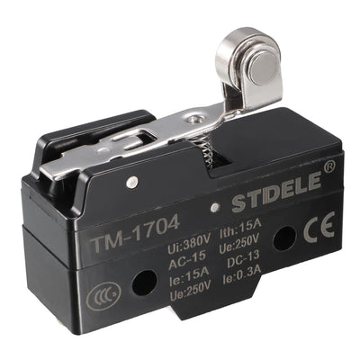 Harfington Uxcell TM-1704 SPDT 1NO+1NC Panel Mount Short Hinge Roller Lever Type Micro Limit Switch Screw Terminals
