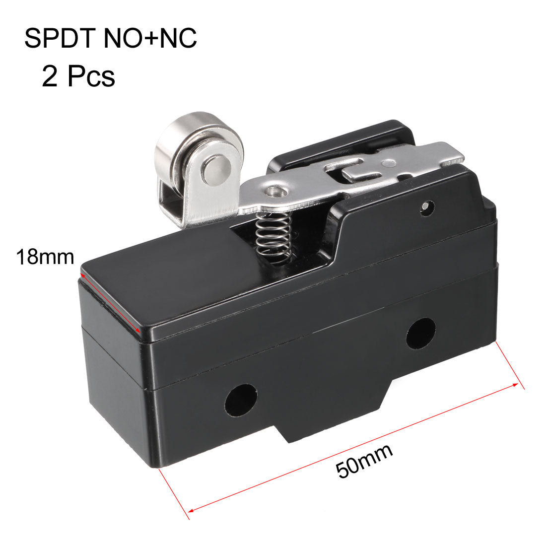 uxcell Uxcell 2PCS TM-1704 SPDT 1NO+1NC Panel Mount Short Hinge Roller Lever Type Micro Limit Switch Screw Terminals