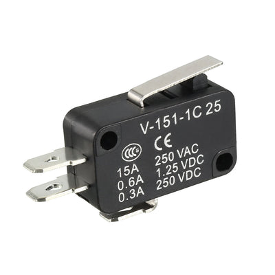 Harfington Uxcell V-151-1C25 15A 250V AC 3 Terminals Short Straight Lever Type Miniature Micro Switch