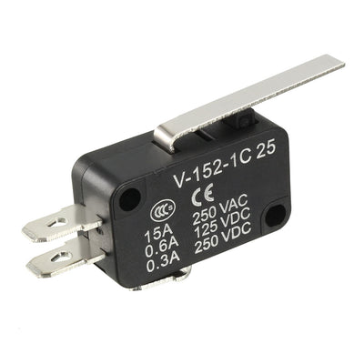Harfington Uxcell 10PCS 15A 250VAC Black V-152-1C25 Straight Lever Miniature Micro Switch