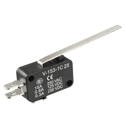 Harfington Uxcell 15A 250VAC Black V-153-1C25 Long Straight Lever Miniature Micro Switch