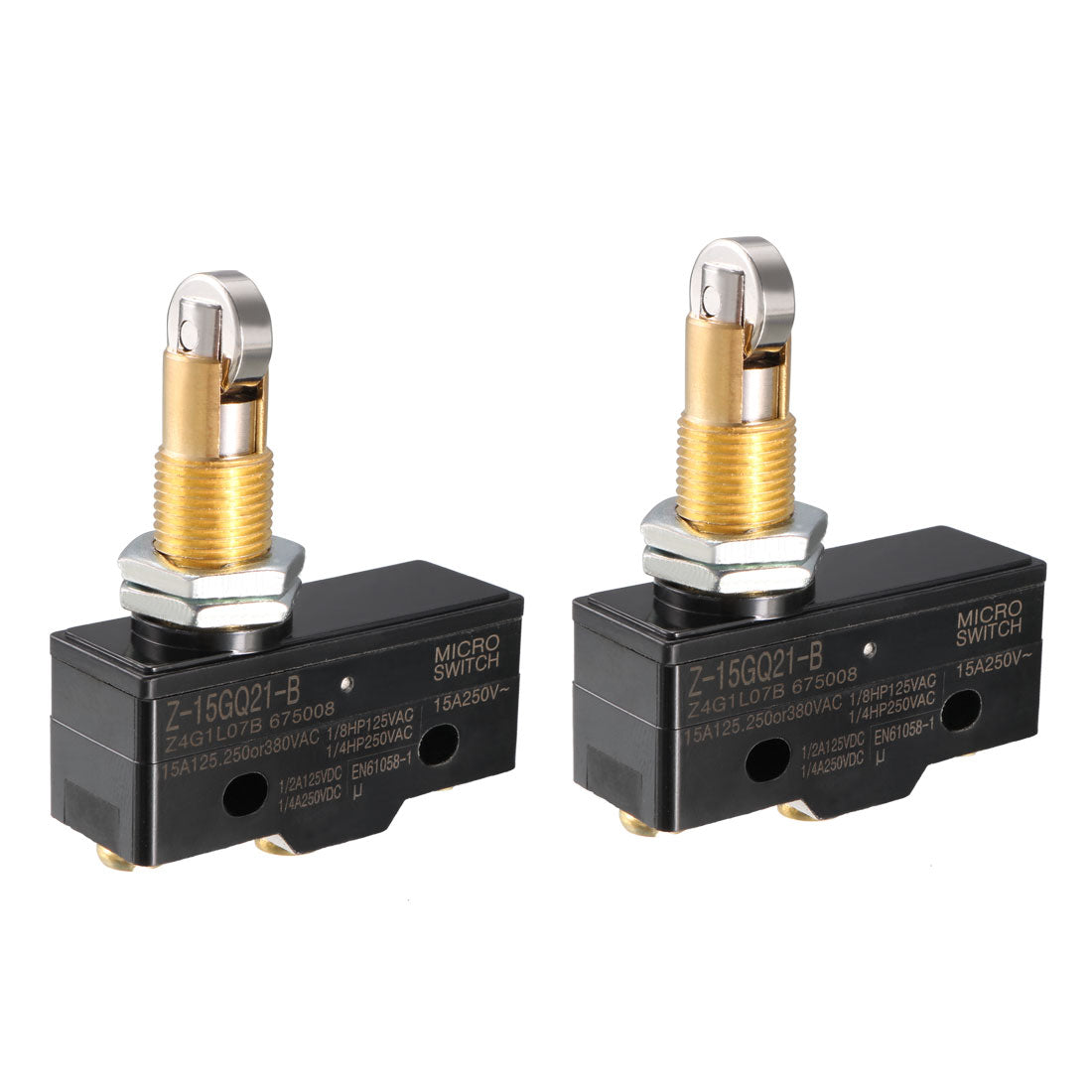 uxcell Uxcell 2PCS Z-15GQ21-B 1NO + 1NC Panel Mount Roller Plunger Micro Limit Switch