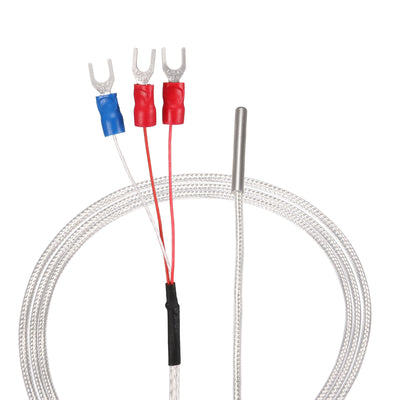 Harfington Uxcell PT100 RTD Temperature Sensor Probe 3 Wires Cable Thermocouple Stainless Steel 50cm(1.64ft) (Temperature Rang: -50~200°C)
