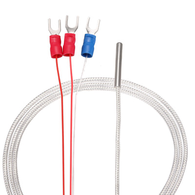 Harfington Uxcell PT100 RTD Temperature Sensor Probe 3 Wires Cable Thermocouple Stainless Steel 100cm(3.3ft) (Temperature Rang: -50 to 200C)