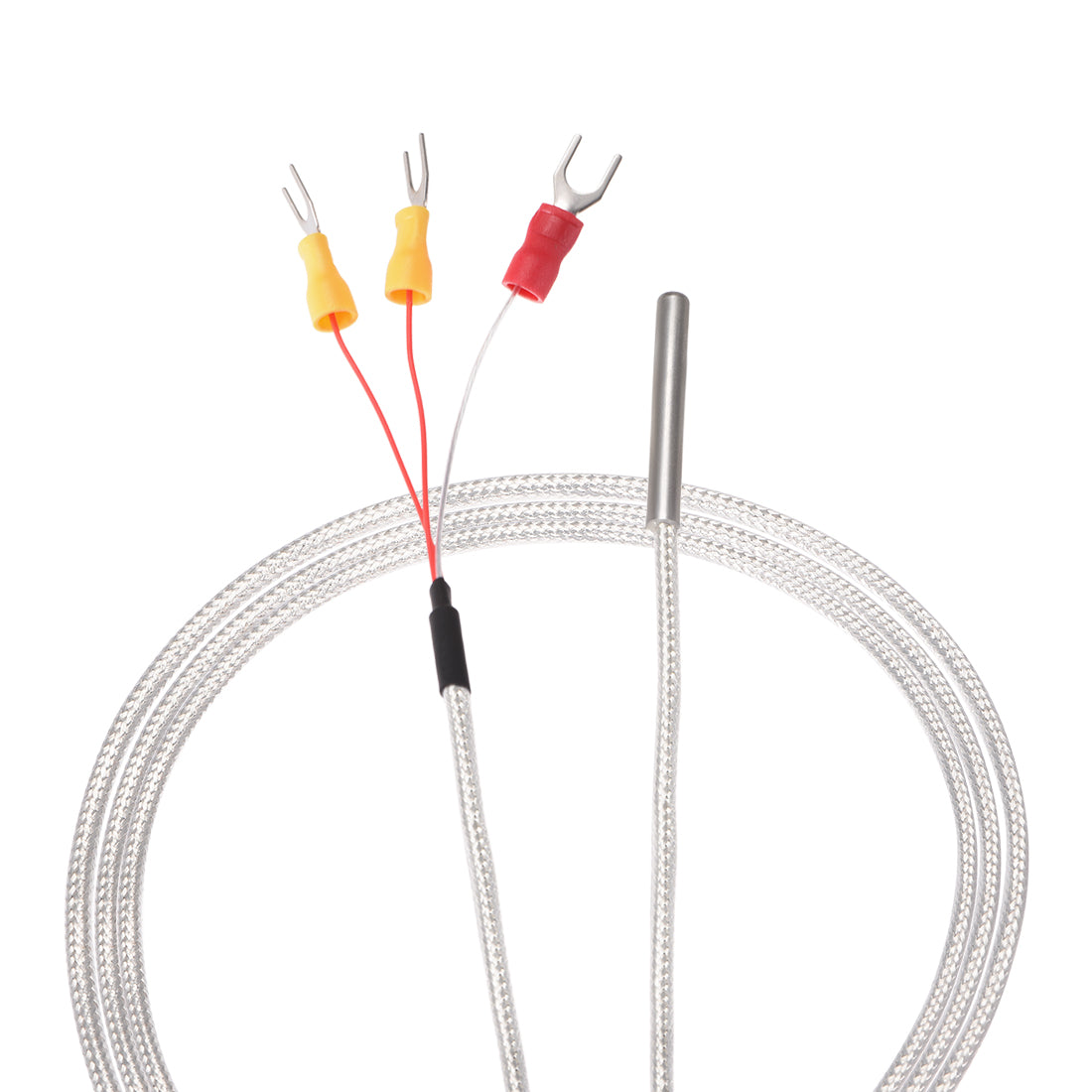 uxcell Uxcell PT100 RTD Temperature Sensor Probe Three-wire System Cable Thermocouple Stainless Steel 50cm(1.64ft) (Temperature Rang: -50 to 200°C)