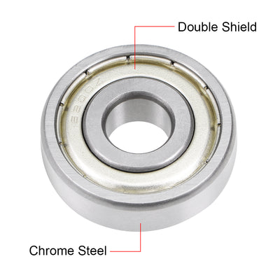 Harfington Uxcell Deep Groove Ball Bearing Double Shielded Chrome Metric Bearings